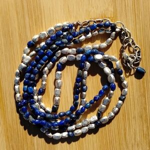 Elegant Blue and Silver Beaded Necklace